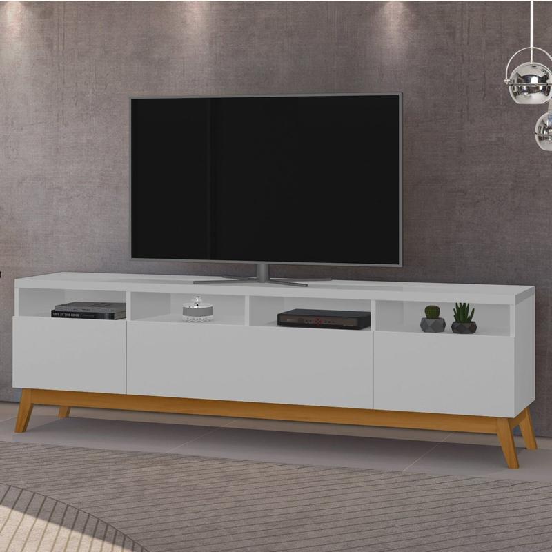 Rack para Tv até 89 Polegadas 180cm 3 Portas Supremo Branco - J&A